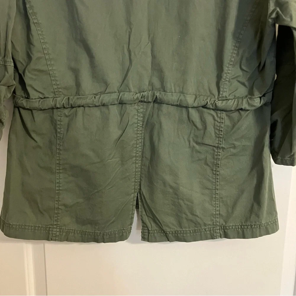Gap Women's Utility Jacket Olive Baby Tweed Size Small 3/4 Sleeve Full Zip‎